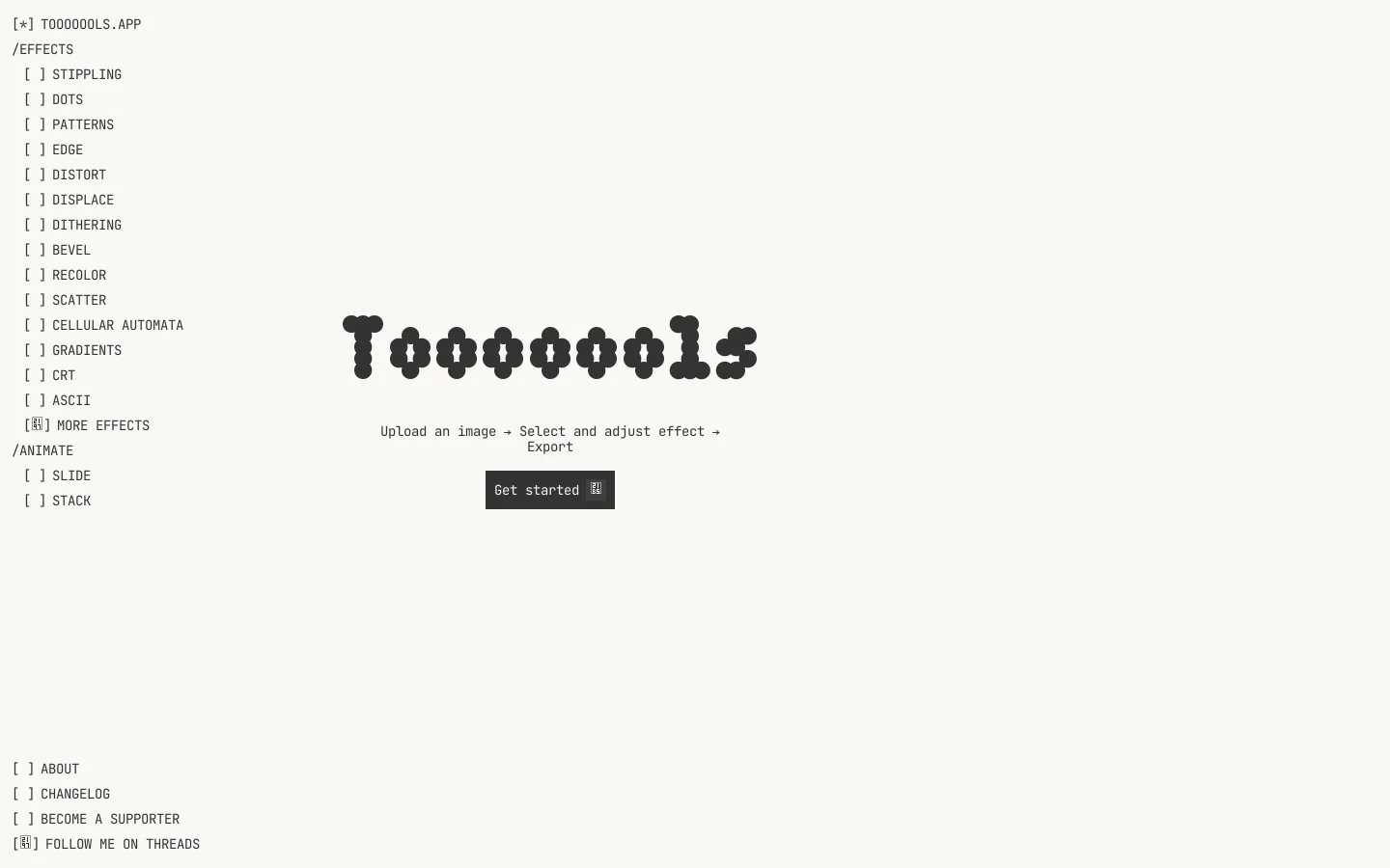 Tooooools.app Homepage screenshot