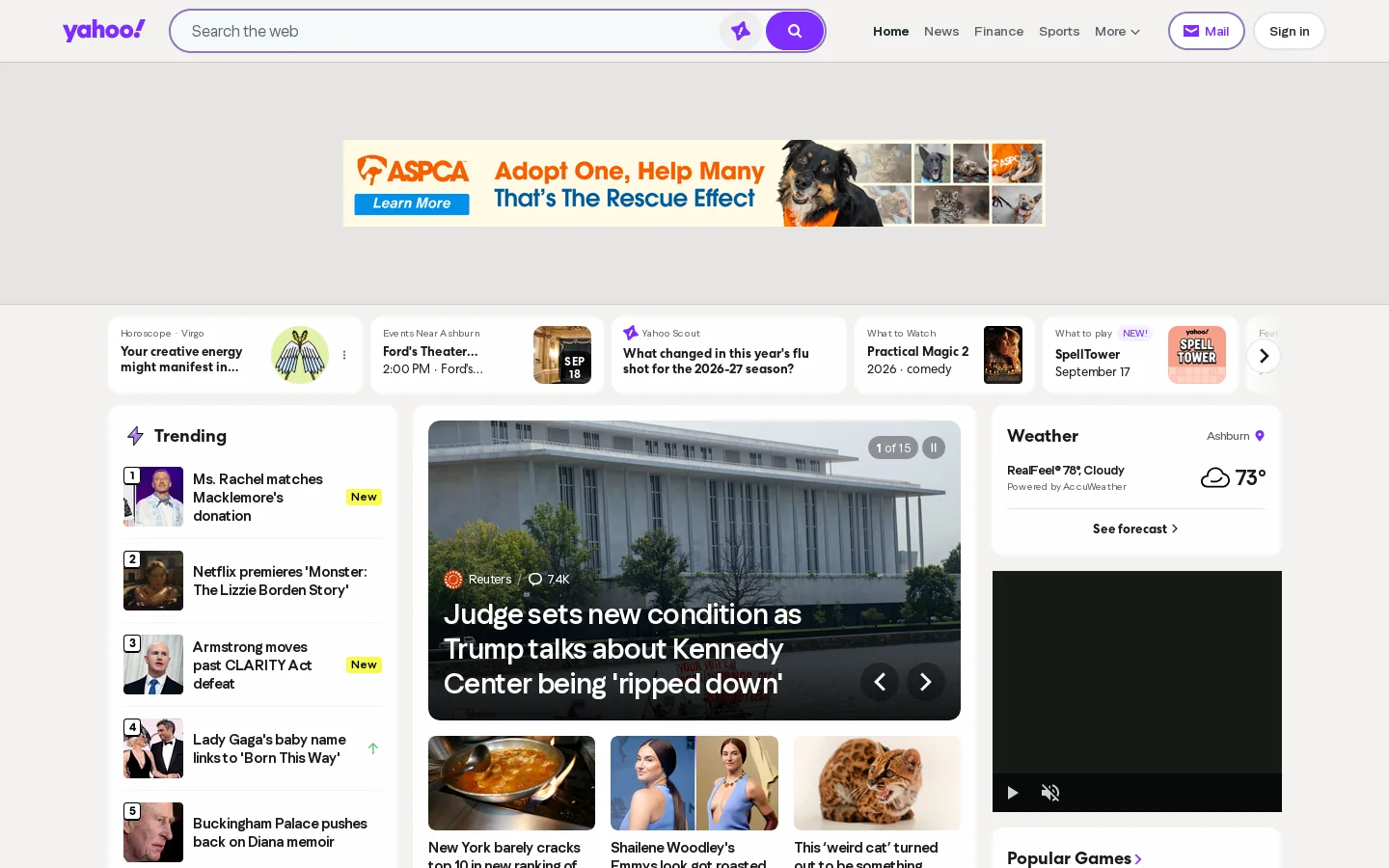 Yahoo Homepage screenshot