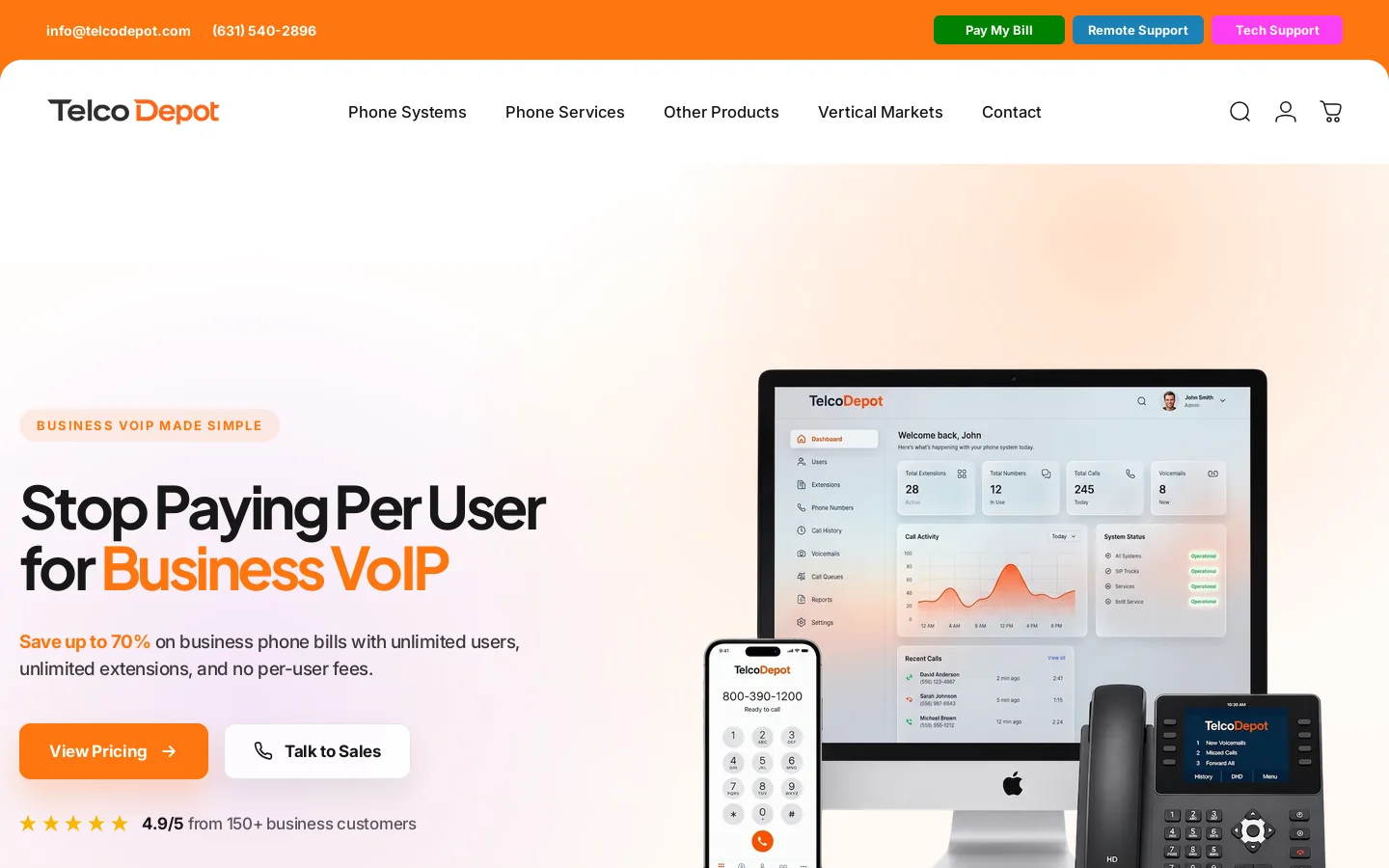 Telco Depot Homepage screenshot