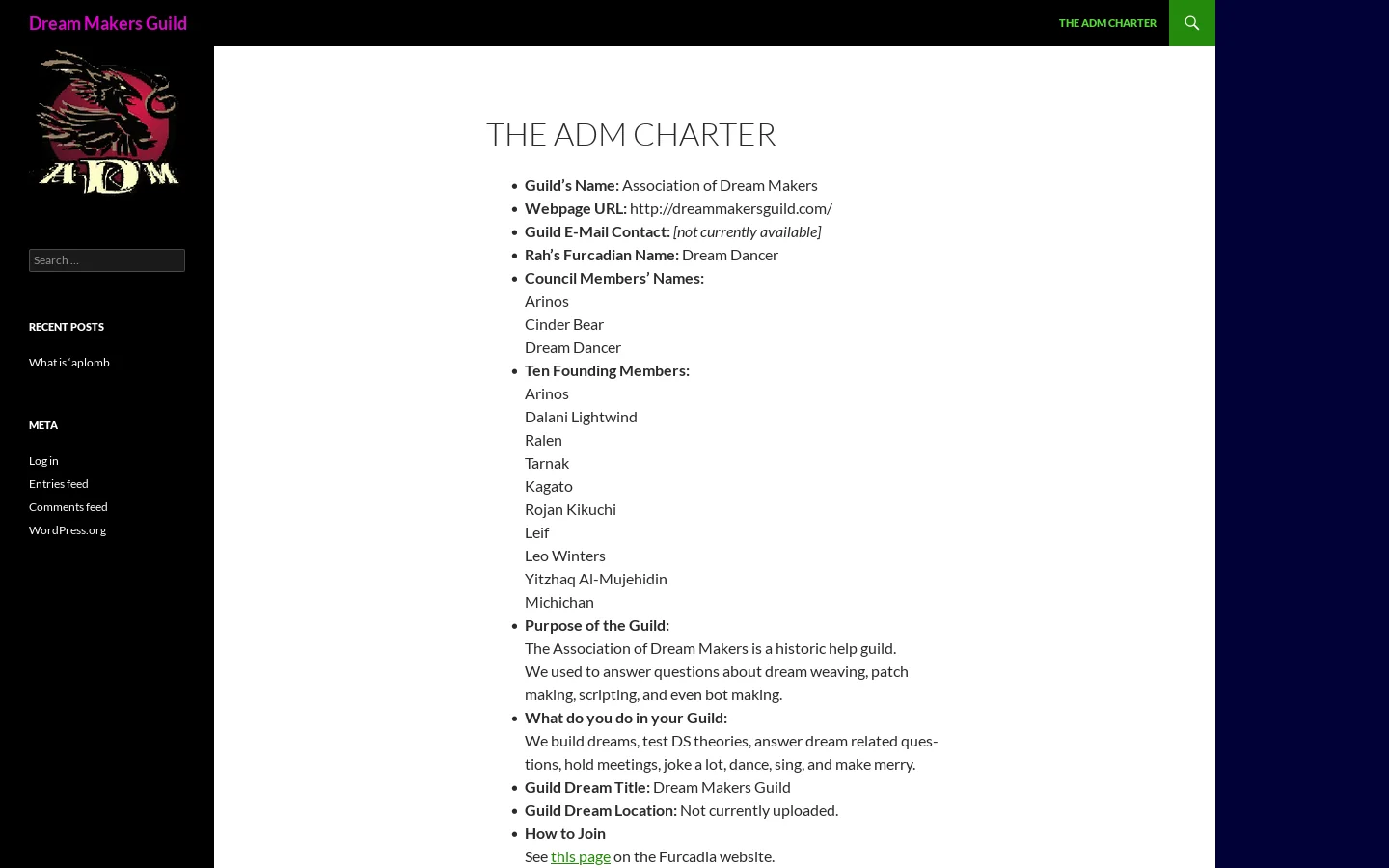 Dream Makers Guild Homepage screenshot