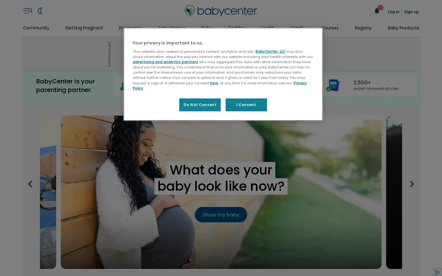 BabyCenter Homepage screenshot