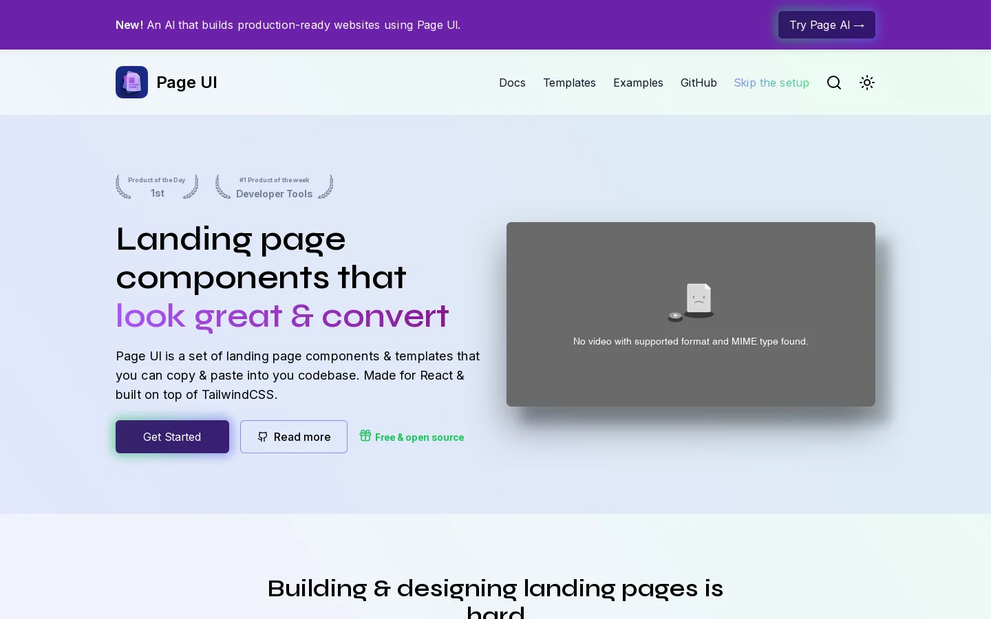 Landing page components & templates that you can copy & paste Homepage screenshot