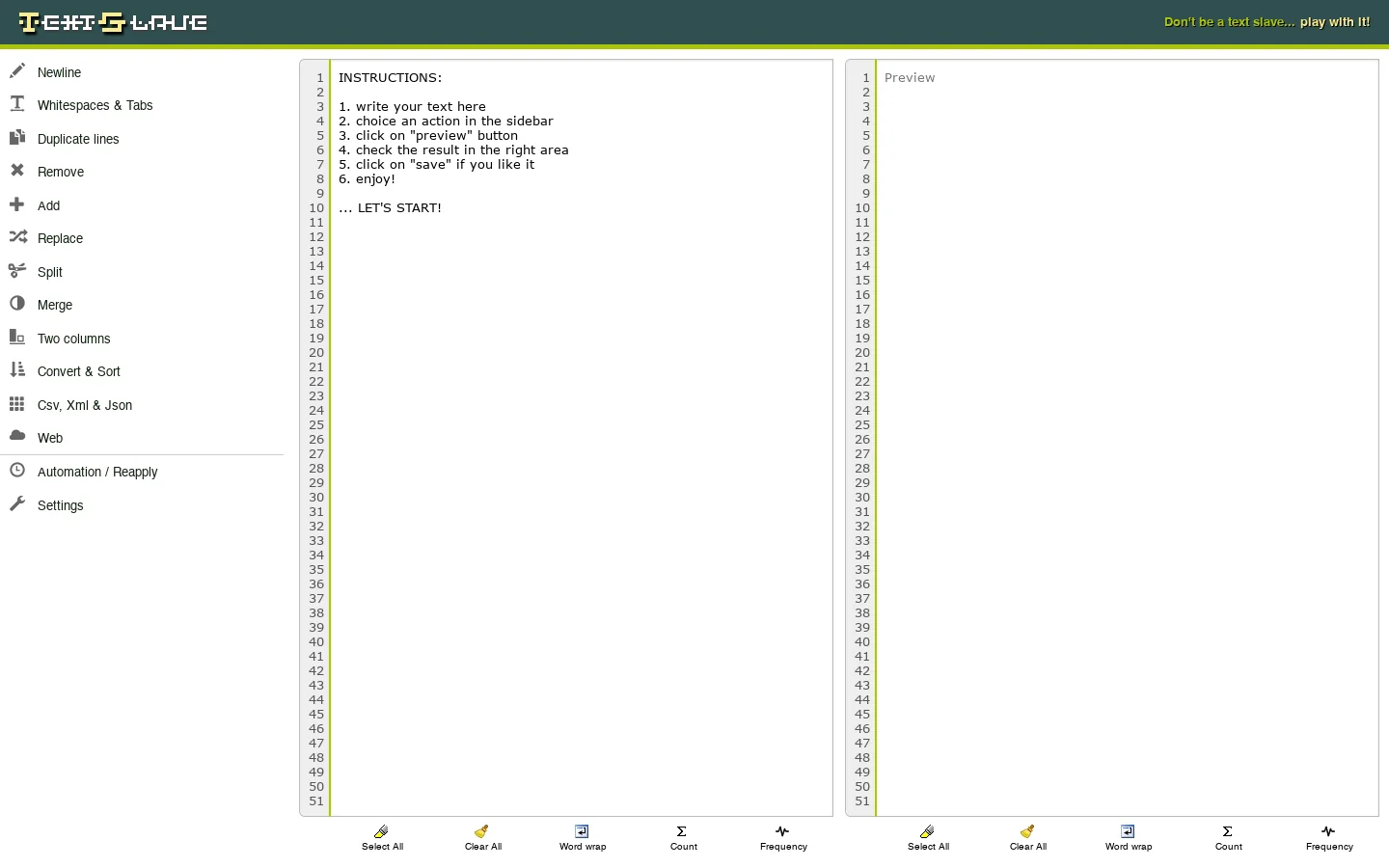Textslave Homepage screenshot