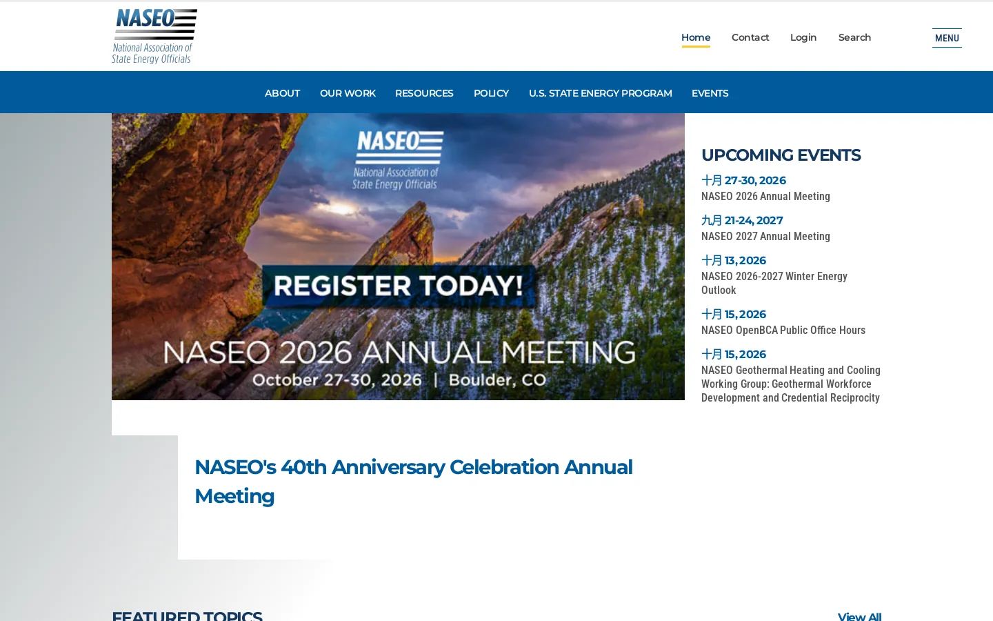 NASEO Homepage screenshot