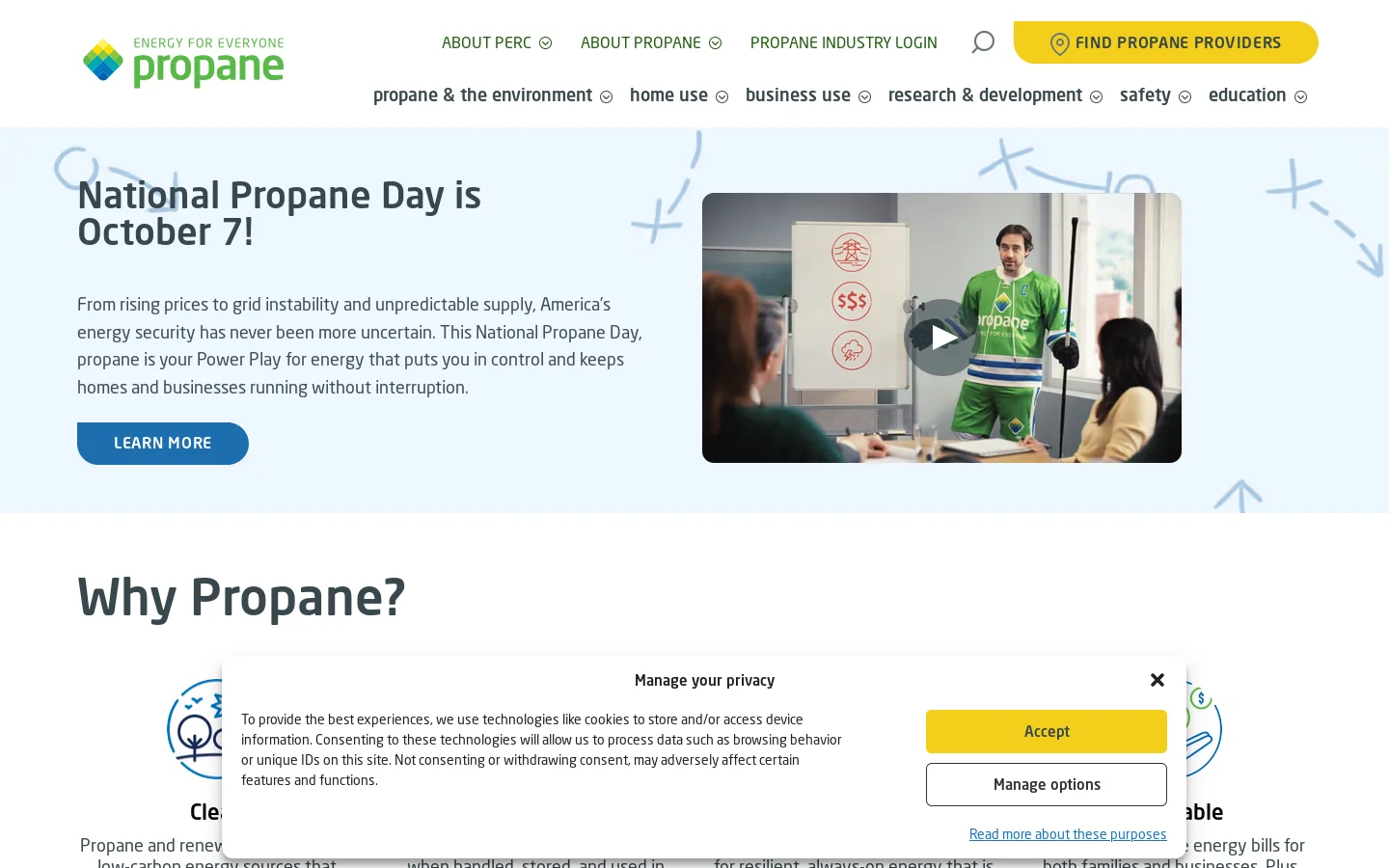 Propane Homepage screenshot