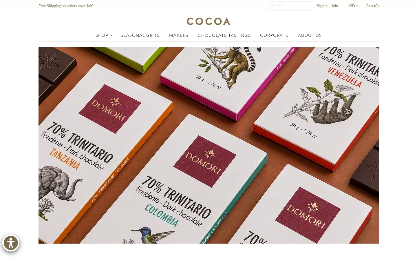 Cocoa Store Homepage screenshot