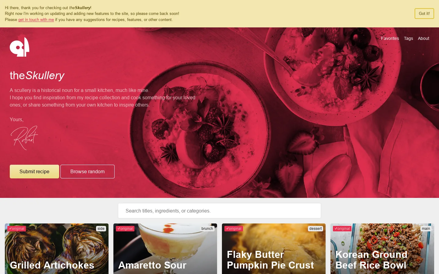 theSkullery Homepage screenshot