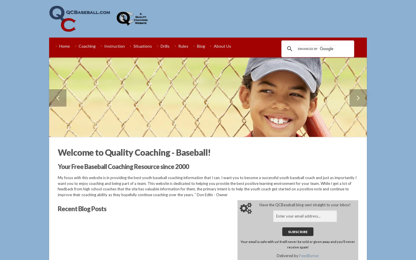 QCBaseball Homepage screenshot