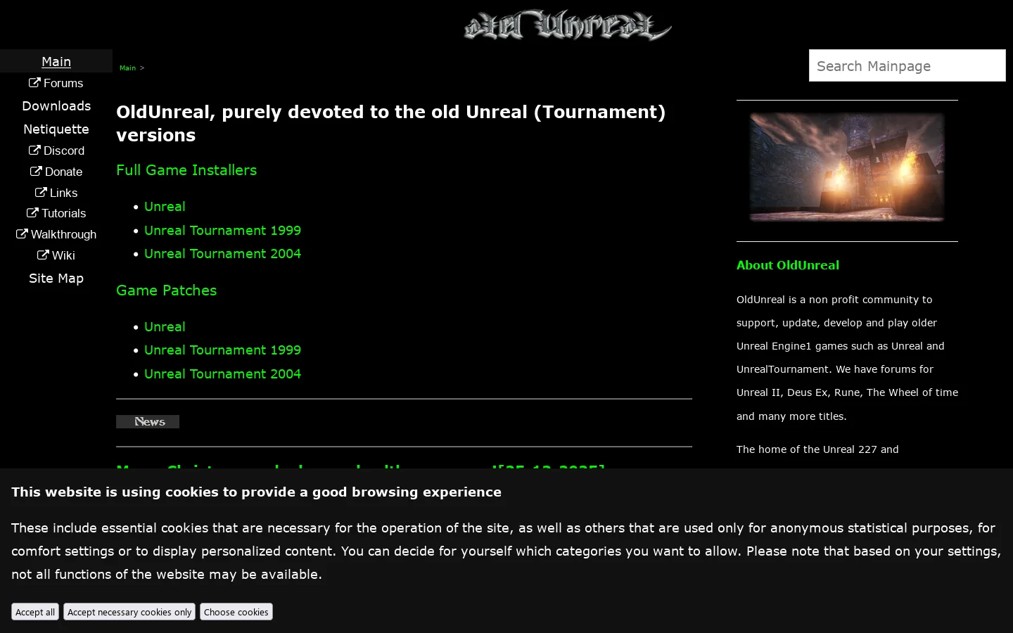 OldUnreal, purely devoted to the old Unreal (Tournament) versions Homepage screenshot