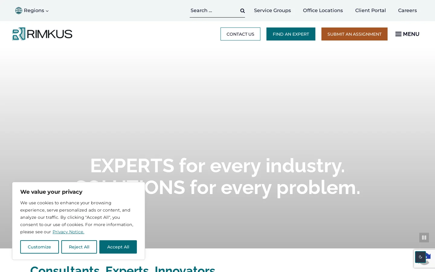 Rimkus Homepage screenshot