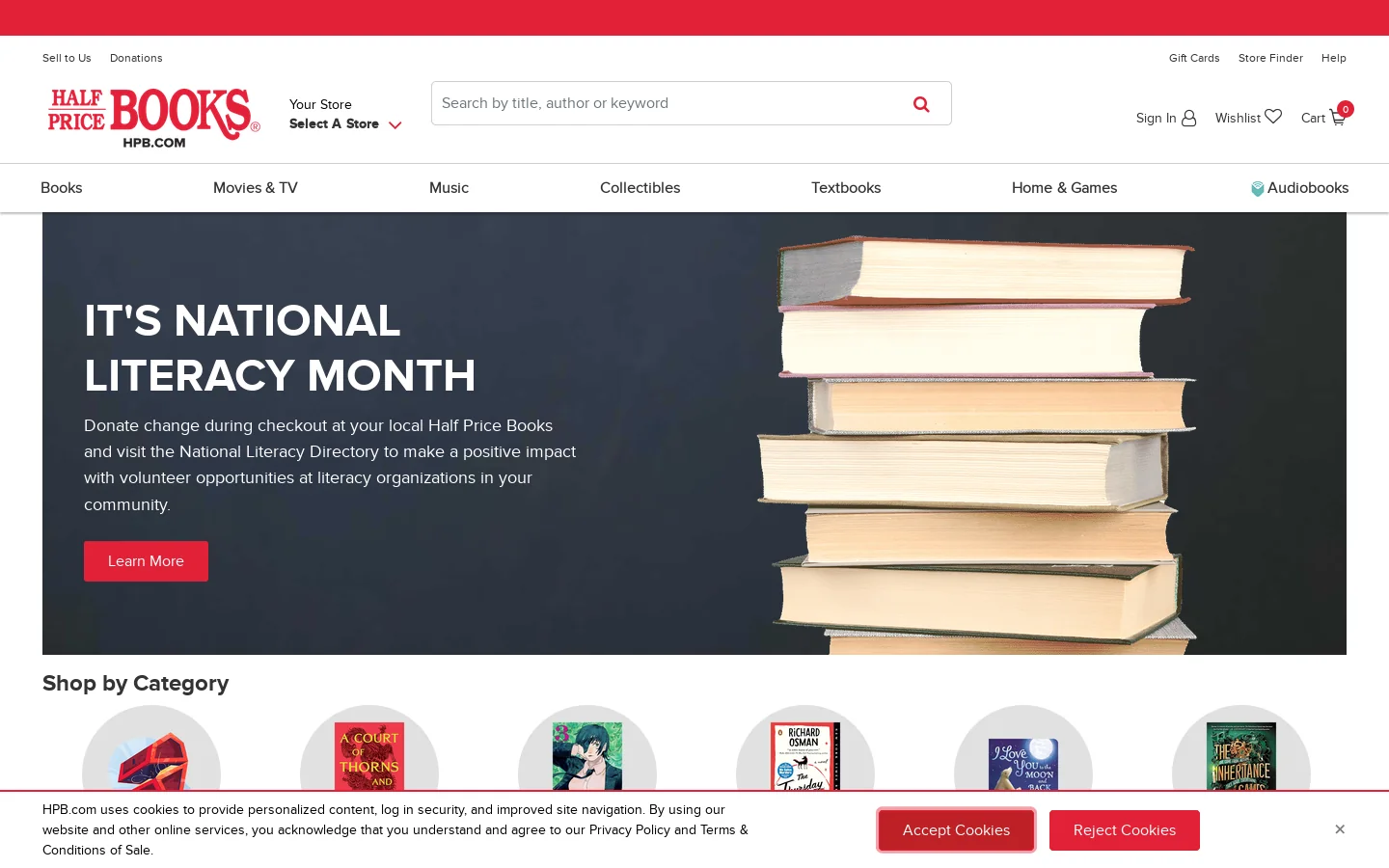 Used Books, Movies & Music Homepage screenshot