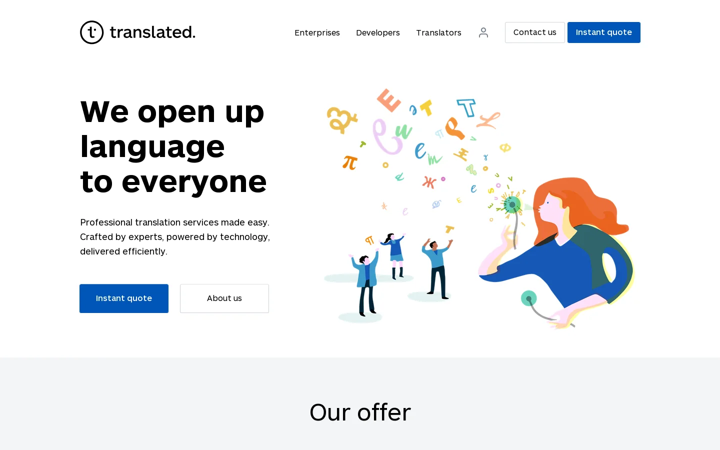 Translated Homepage screenshot