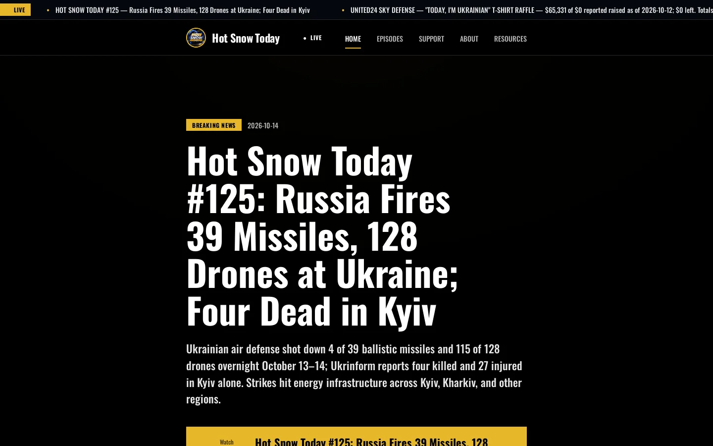 Hot Snow Today Homepage screenshot