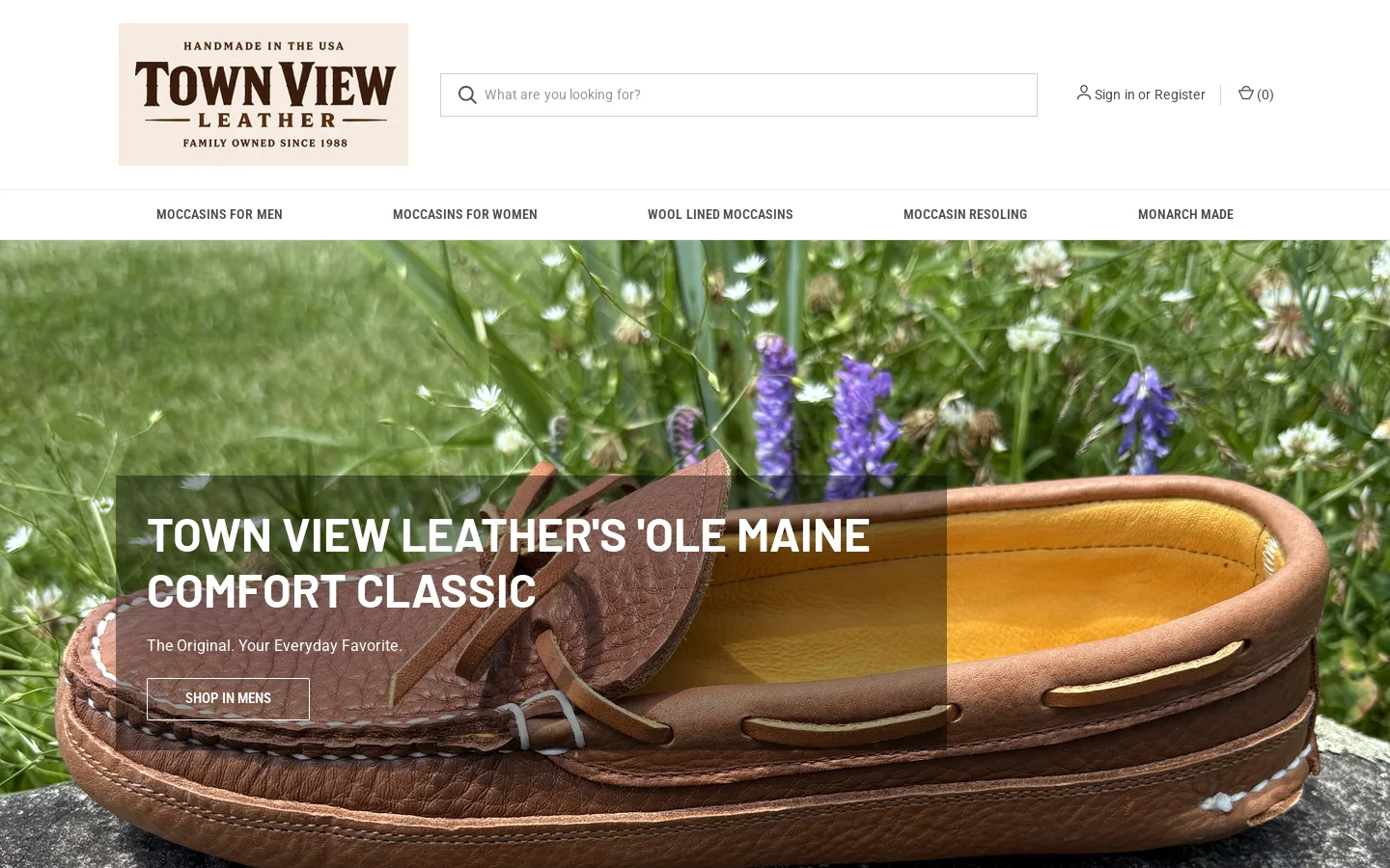 Town View Leather Double Sole Moccasins Homepage screenshot