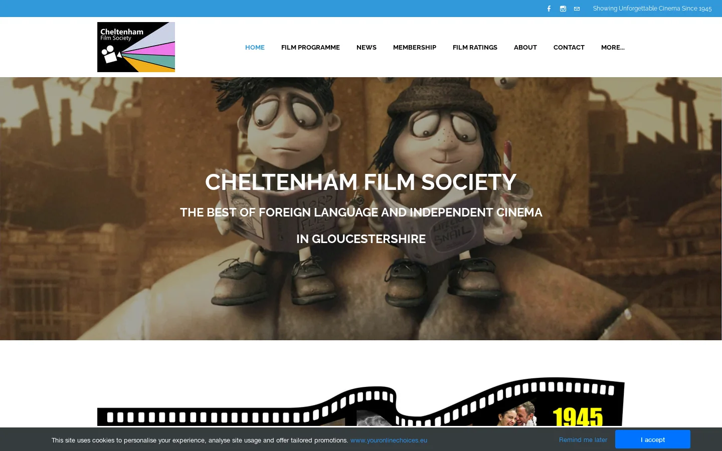 Cheltenham Film Society Homepage screenshot