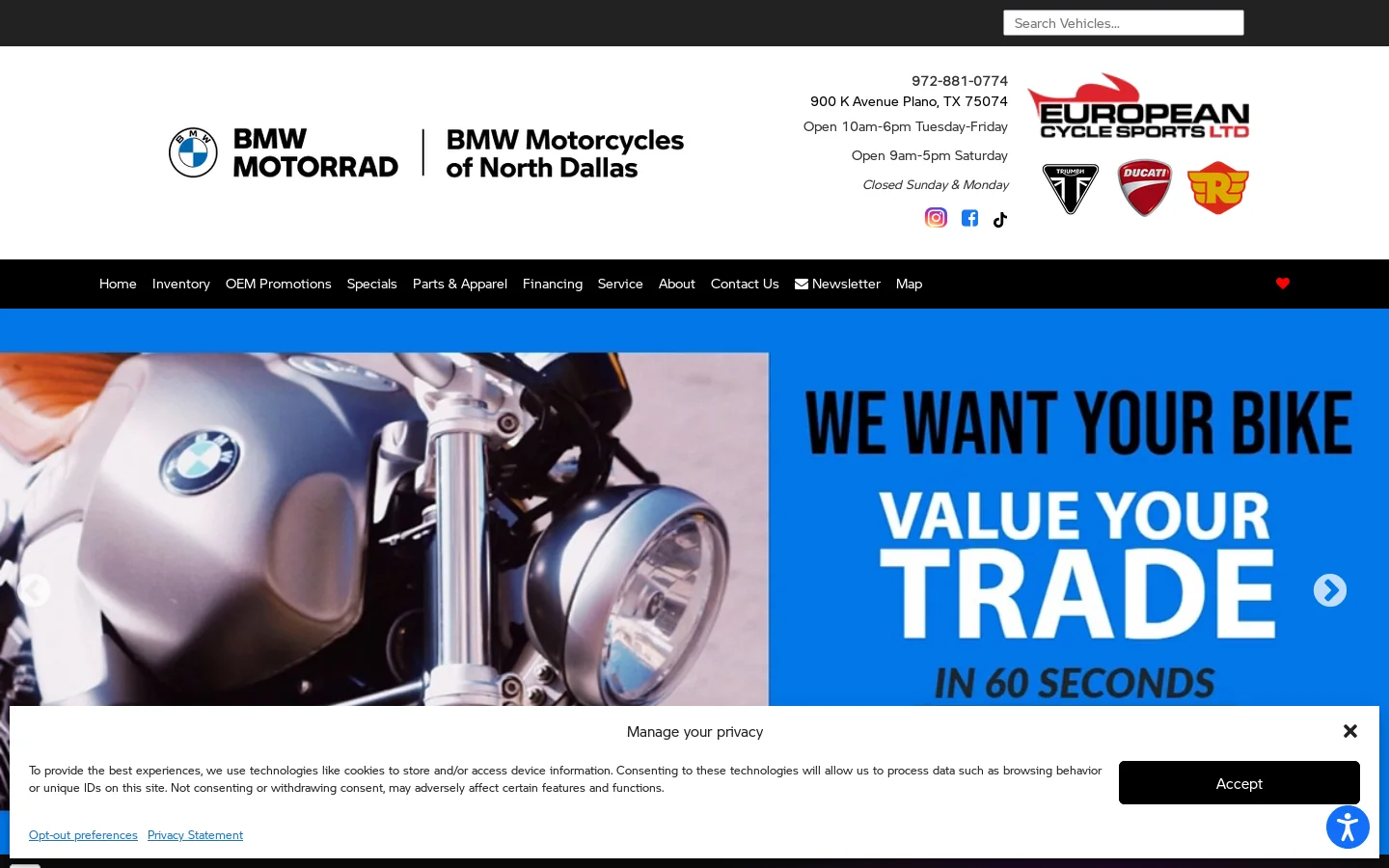 BMW Motorcycles Dallas Homepage screenshot