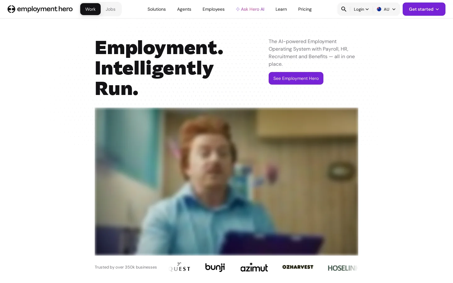 Employment Hero Homepage screenshot