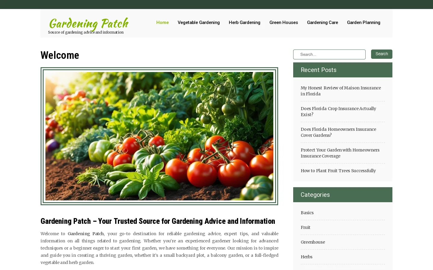 Gardening Patch Homepage screenshot