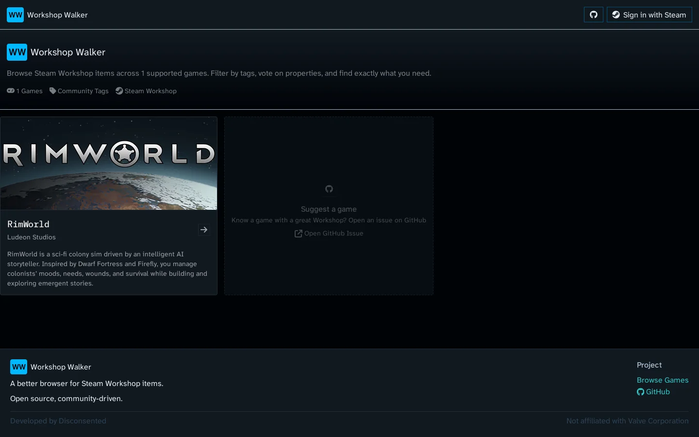 Workshop Walker Homepage screenshot
