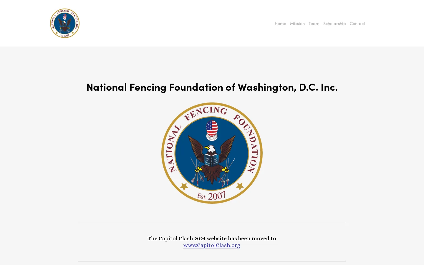 National Fencing Foundation of Washington, D.C. Homepage screenshot
