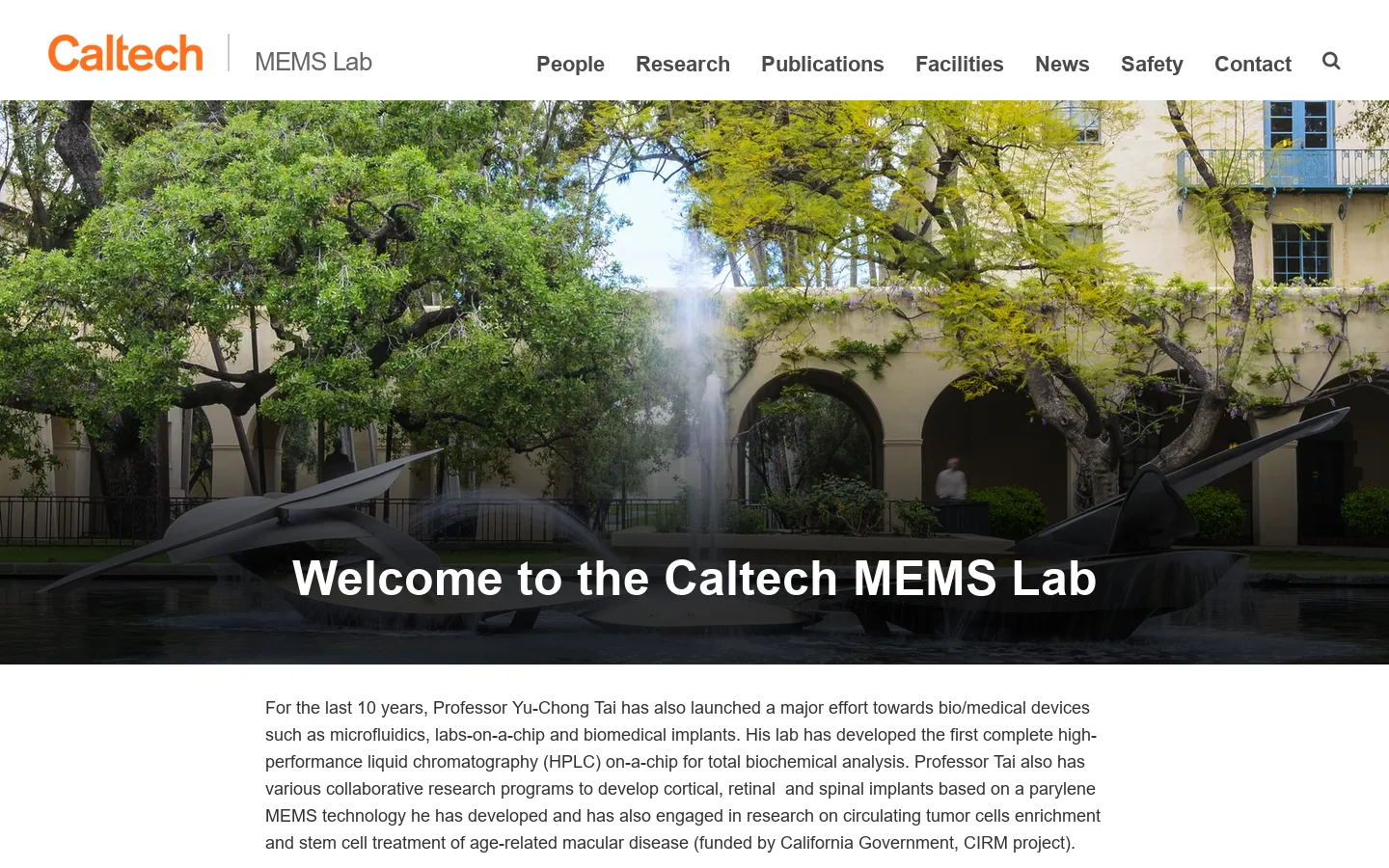 MEMS Lab Homepage screenshot