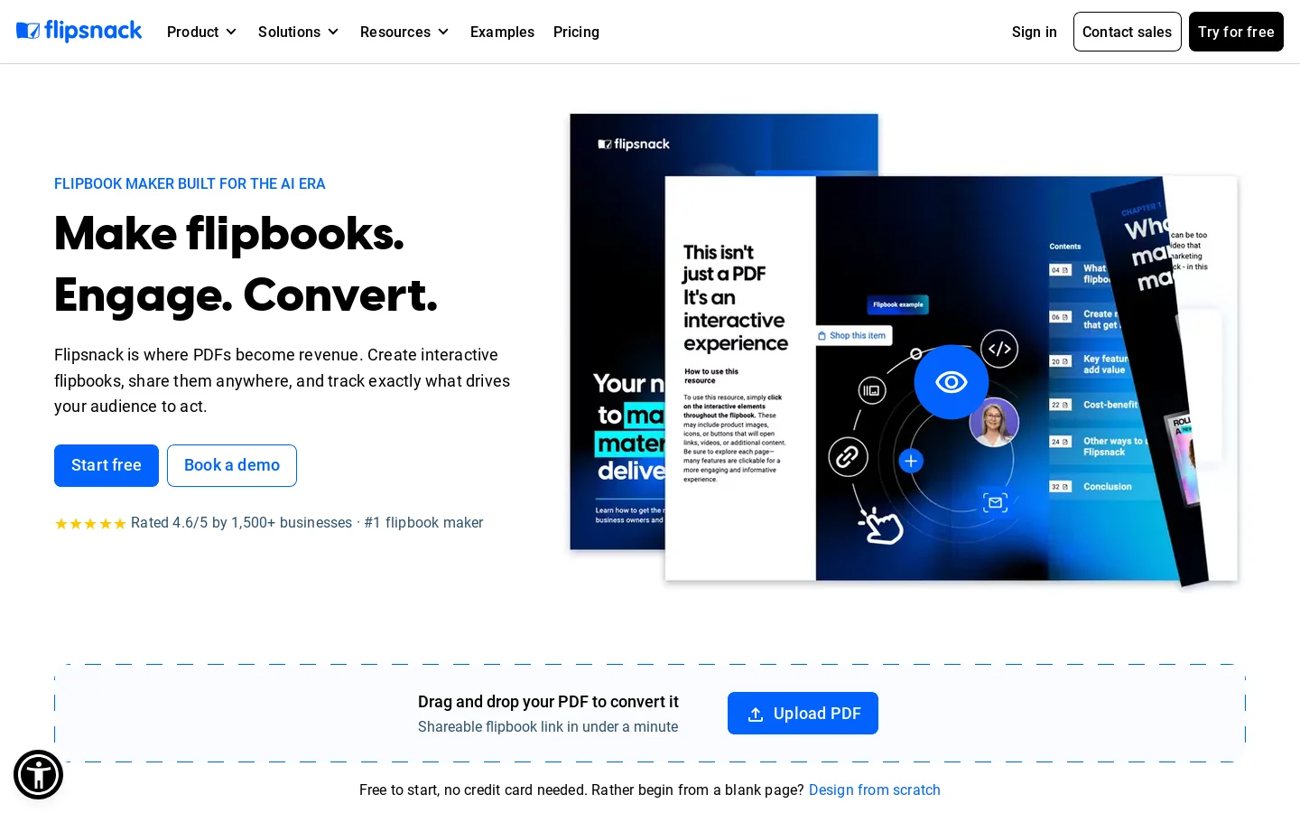 Flipsnack Homepage screenshot