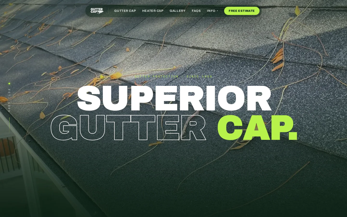 Gutter Cap Homepage screenshot