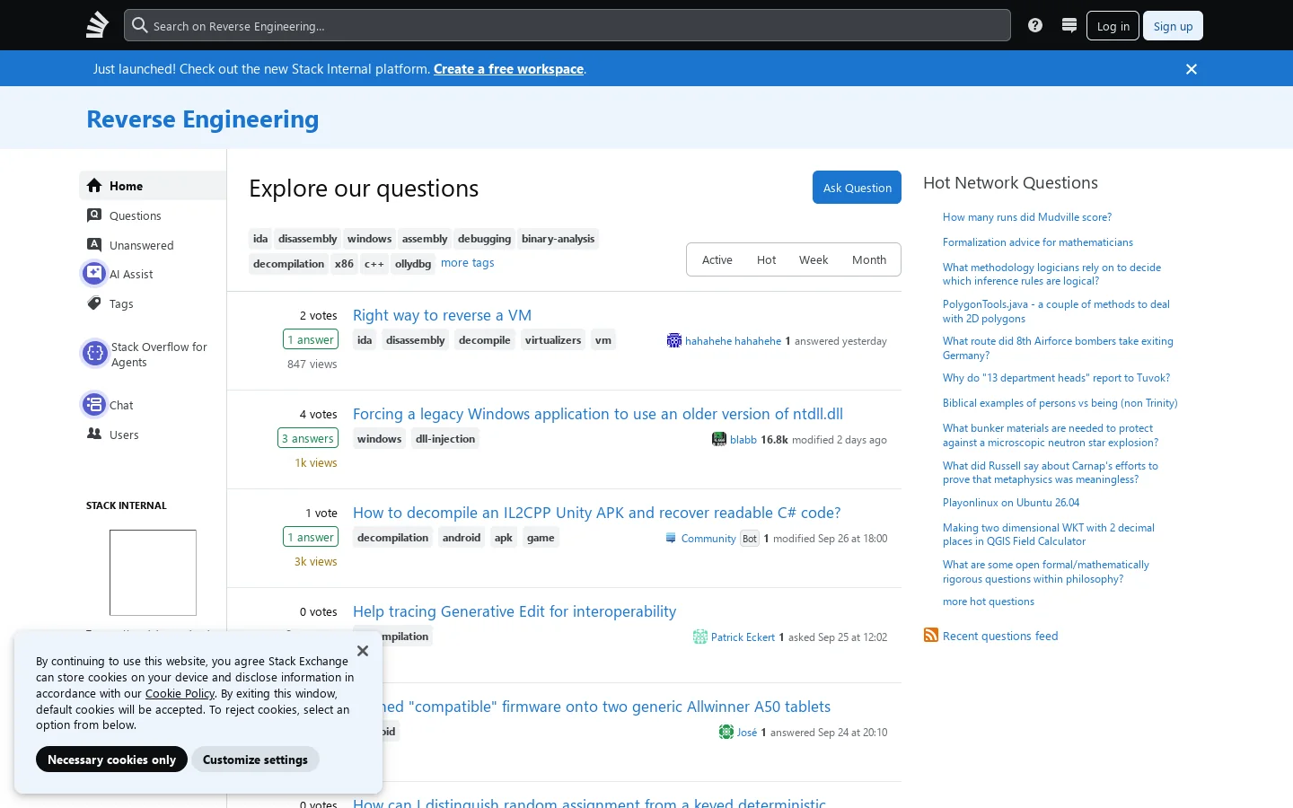 Reverse Engineering Stack Exchange Homepage screenshot