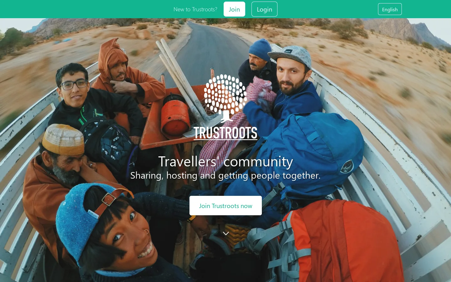 Trustroots Homepage screenshot