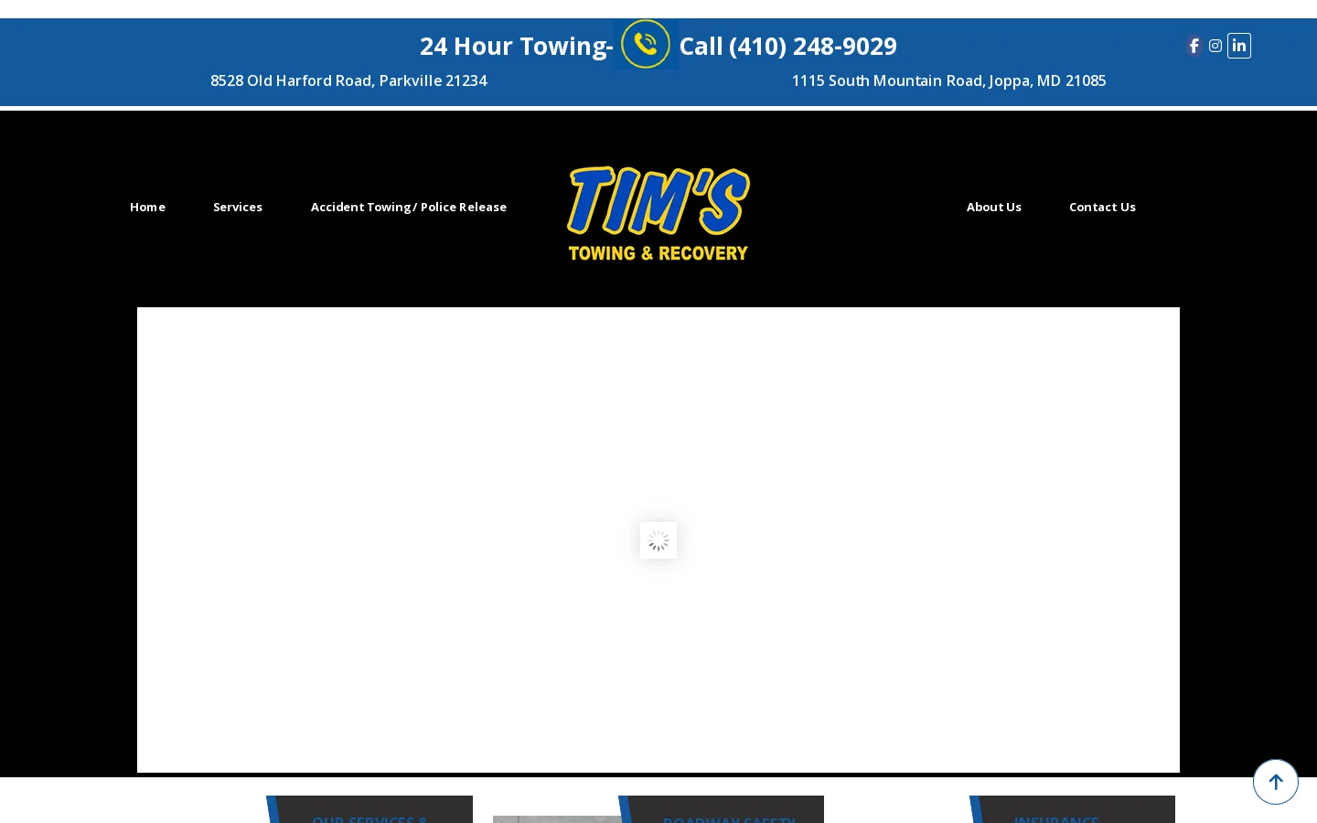 Tim's Towing & Recovery Homepage screenshot