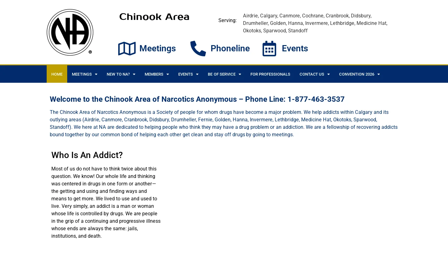 Chinook Area of Narcotics Anonymous – Serving the Greater Calgary Area Homepage screenshot