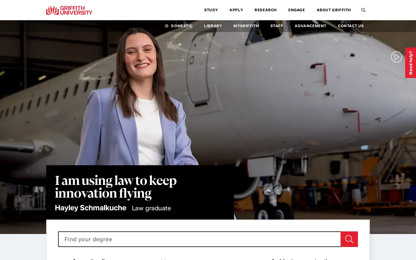 Griffith University Homepage screenshot