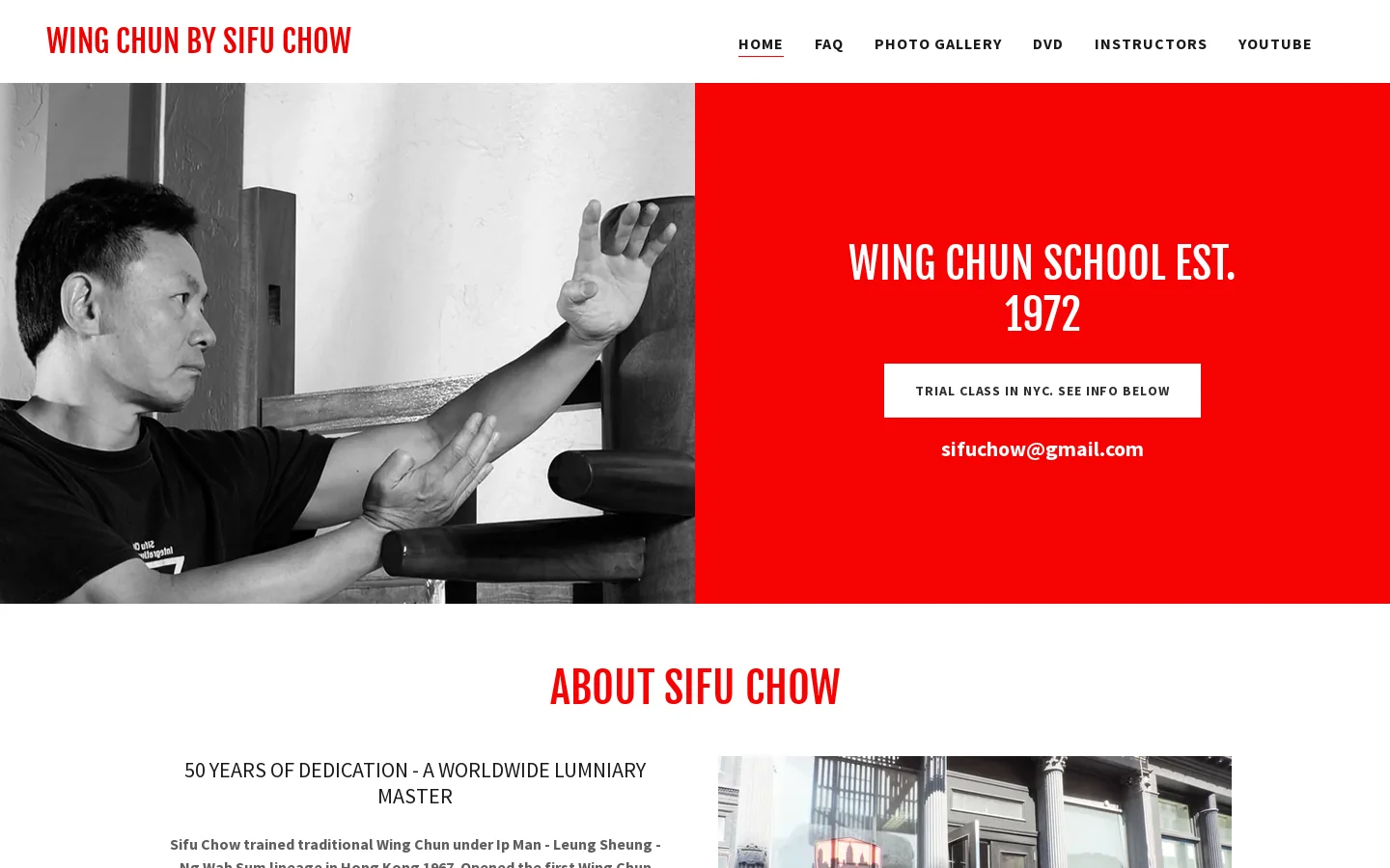 Wing Chun by Sifu Chow Homepage screenshot