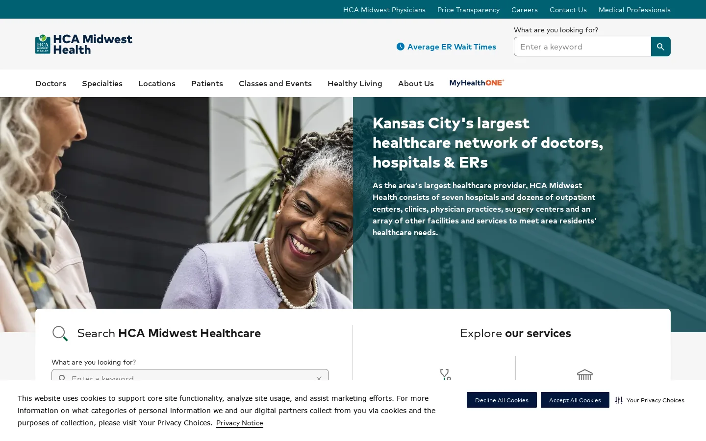 Kansas City Hospitals & ERs Homepage screenshot