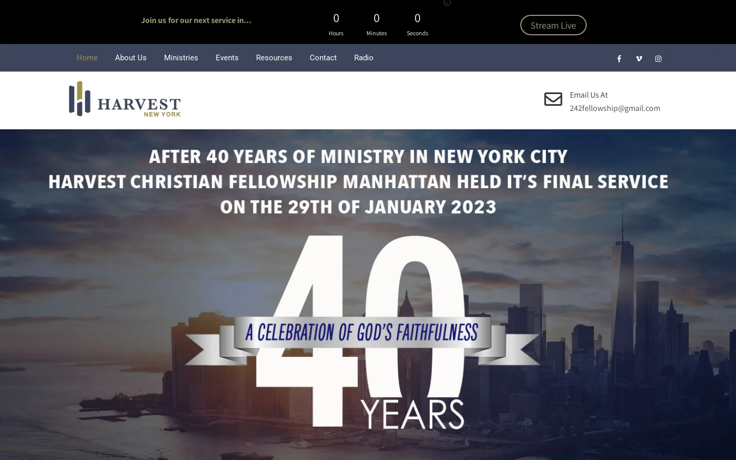 Harvest Christian Fellowship - To know God and to make Him known. Homepage screenshot