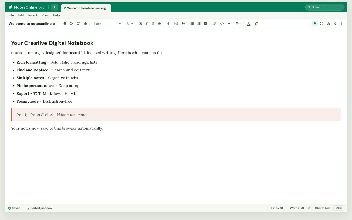NotesOnline.org Homepage screenshot