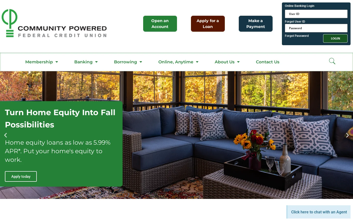 Community Powered Federal Credit Union – Welcome To Your Community Credit Union Homepage screenshot