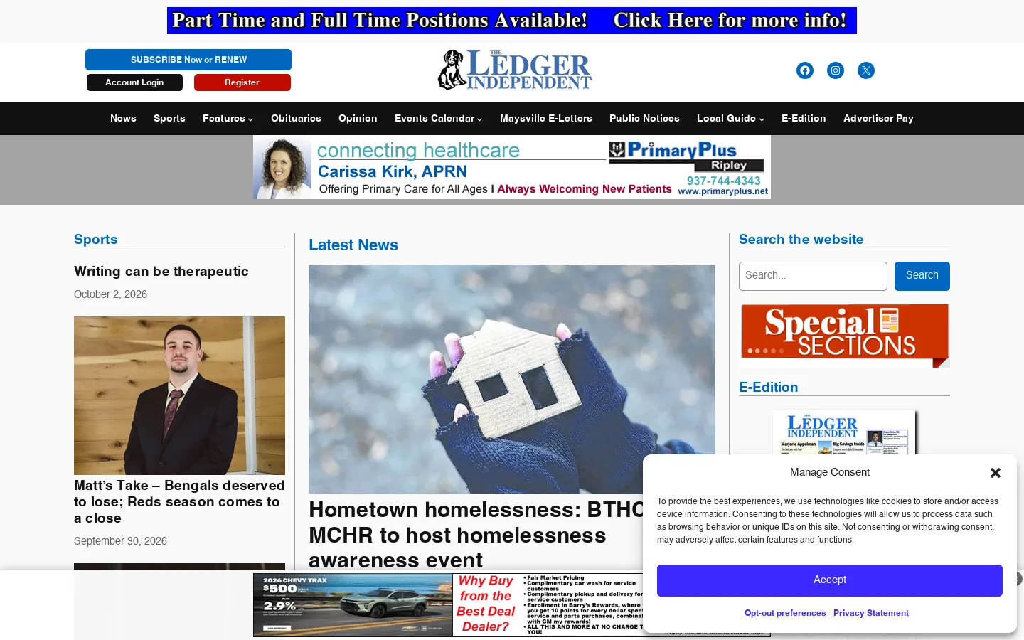 Maysville Online Homepage screenshot