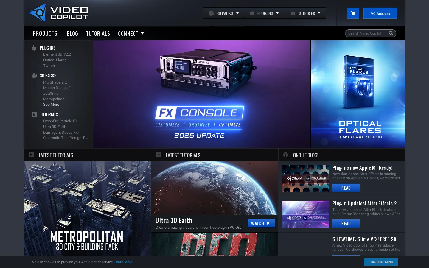 VIDEO COPILOT Homepage screenshot