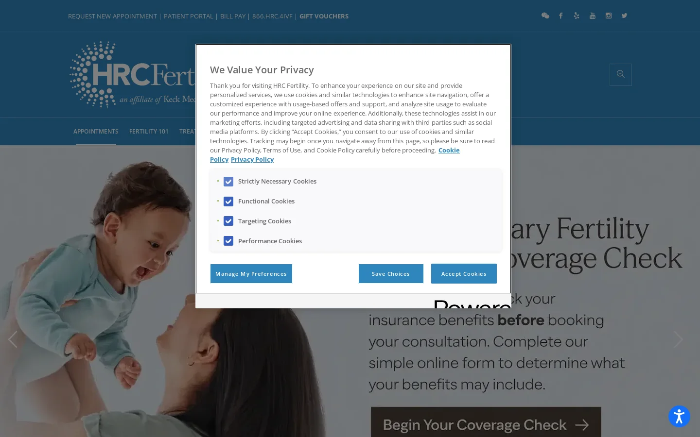 HRC Fertility | Fertility Clinics Serving SoCal Since 1988 Homepage screenshot