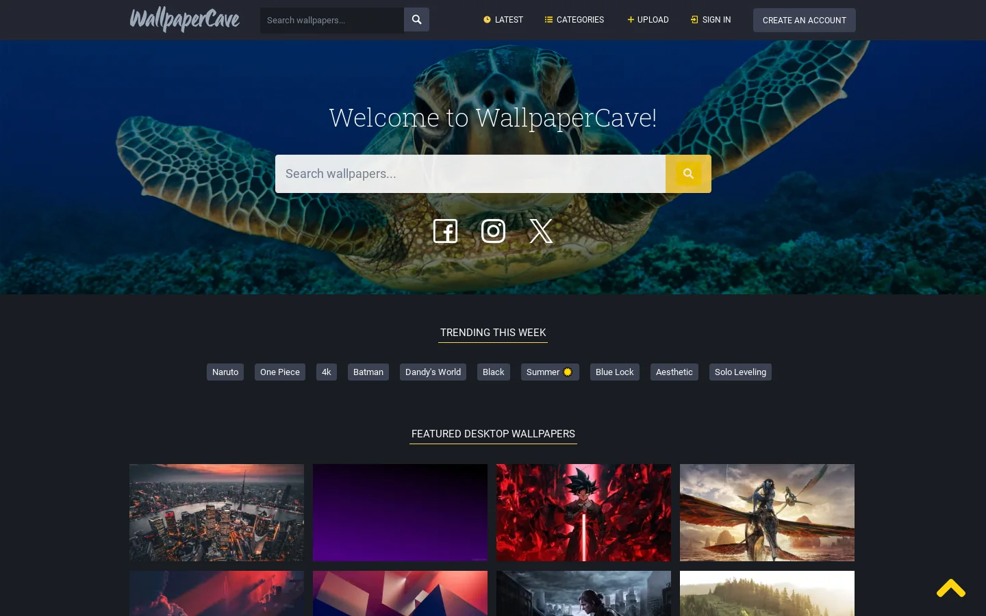 Wallpaper Cave Homepage screenshot