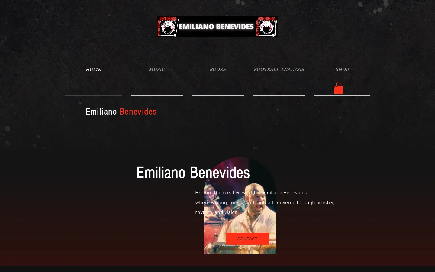 emiliano.com drummer percussionist Homepage screenshot