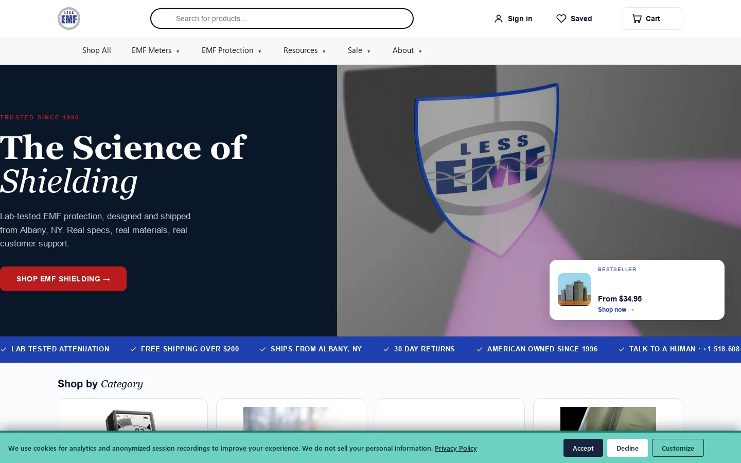 EMF Protection Products - Proven to Reduce EMF Exposure Homepage screenshot
