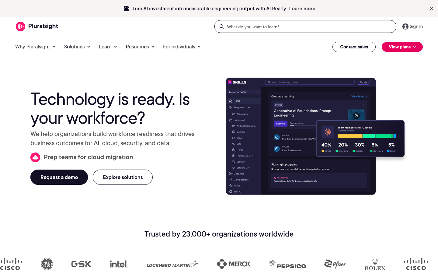 Pluralsight Homepage screenshot