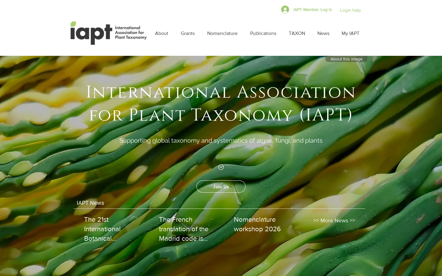 International Association for Plant Taxonomy Homepage screenshot