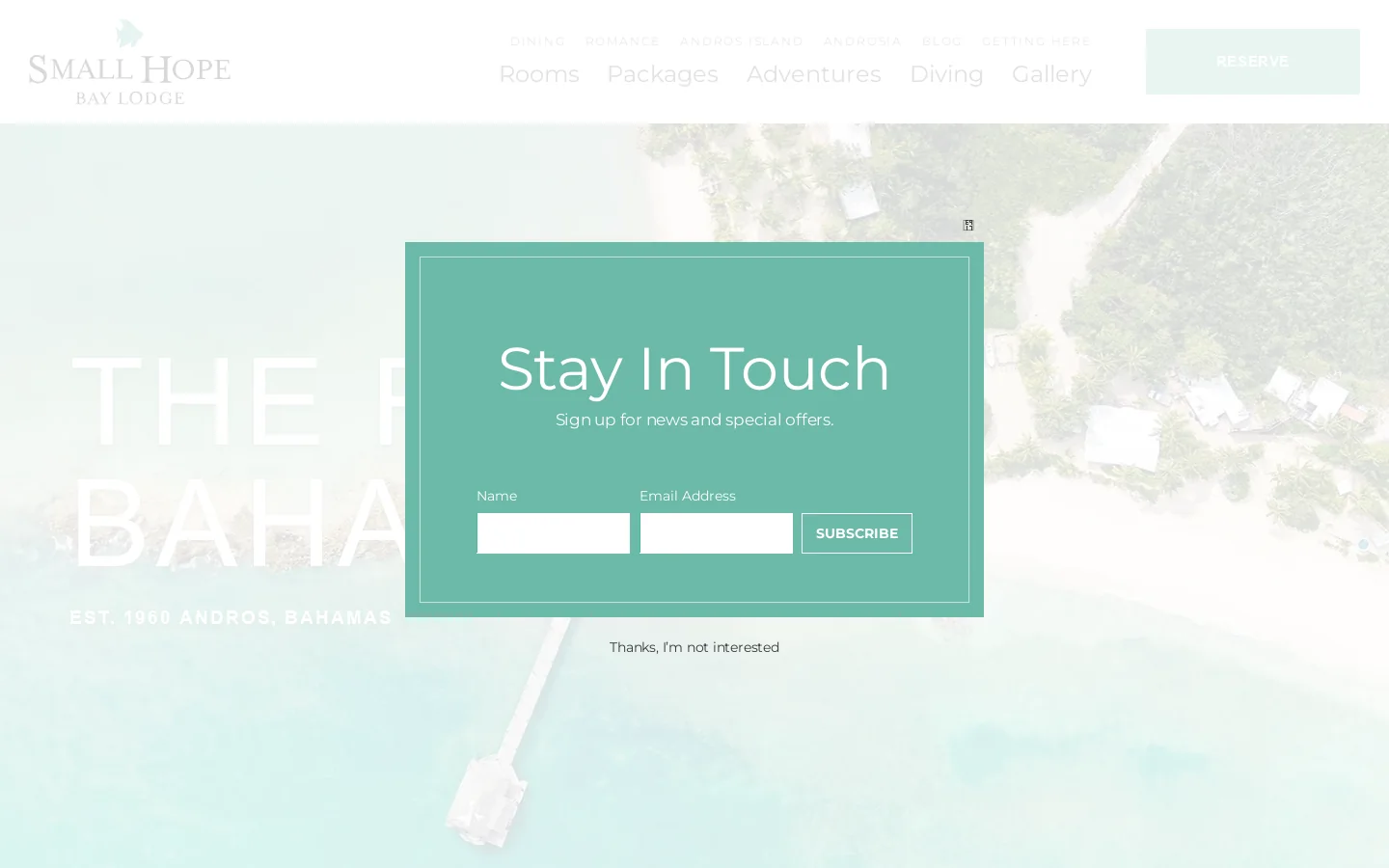 Small Hope Bay Lodge Homepage screenshot