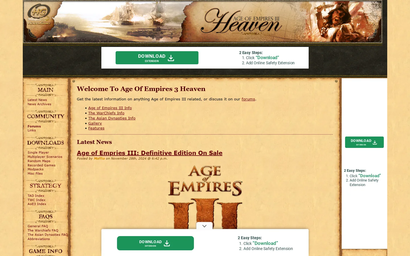 Age of Empires III Heaven Homepage screenshot