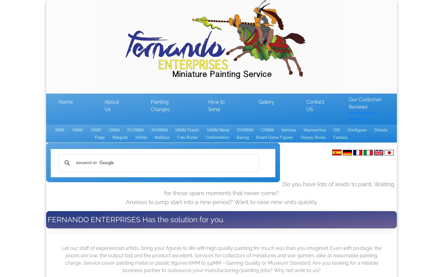 Fernando Enterprises Miniature Painting Service - Figures & Zinnfiguren Homepage screenshot