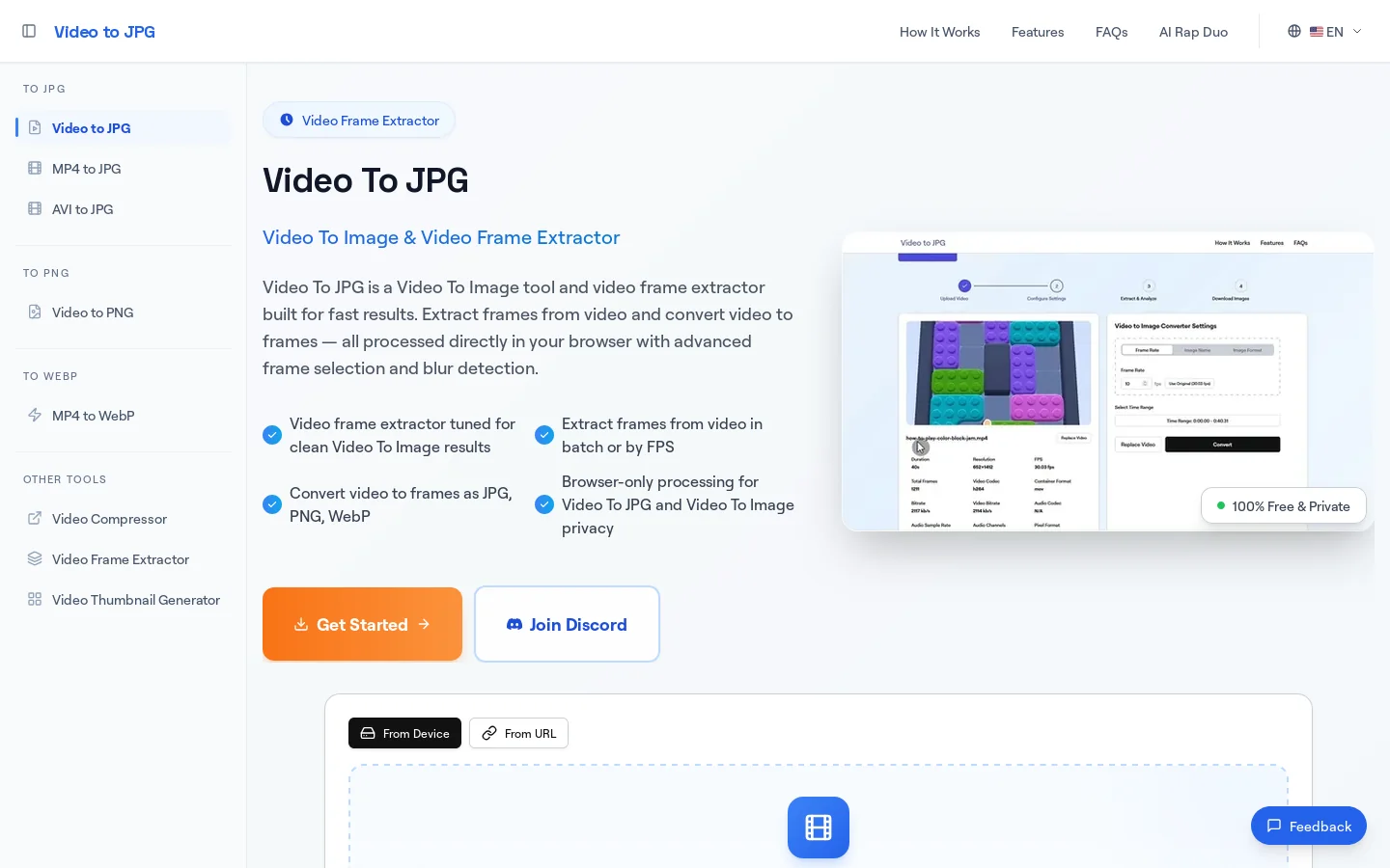 Video To JPG & Video To Image Homepage screenshot