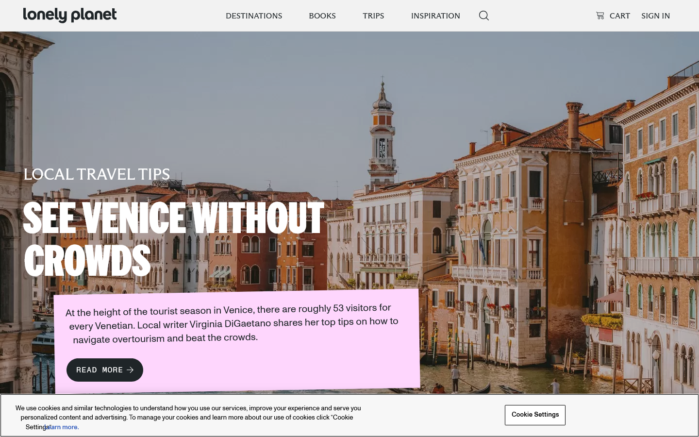 Lonely Planet Homepage screenshot